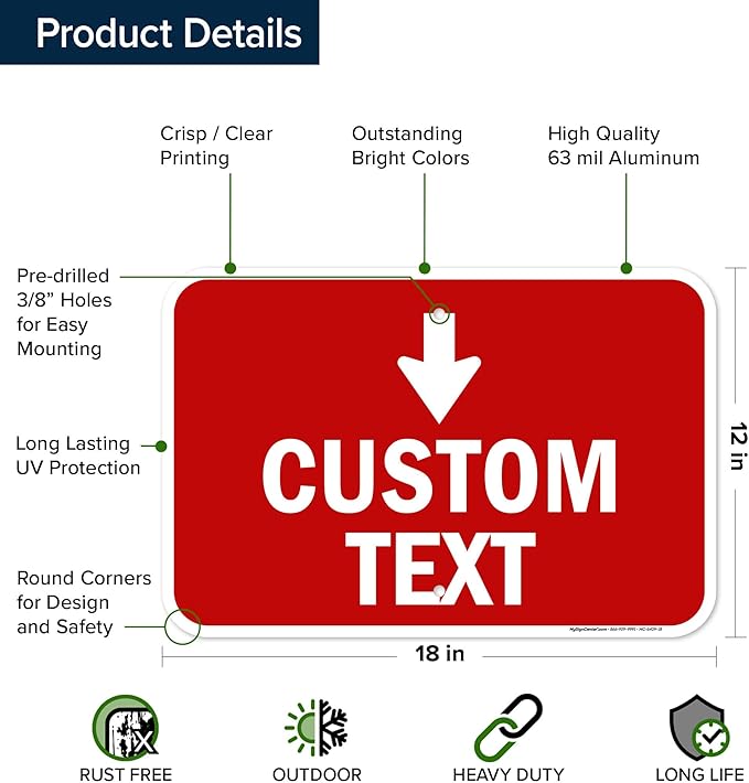 Custom Arrow, Custom Directional Sign, Down Arrow, 12x18 Inches, Rust Free .063 - Image 6