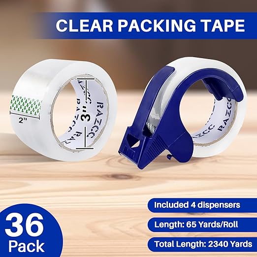 RAZCC Clear Packing Tape, 36 Rolls Heavy Duty Packaging Tape - Image 2