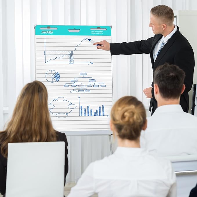SHARBDA Lined Sticky Easel Pad, 25 * 30 inch, Self-Stick Flip Chart Paper - Image 5
