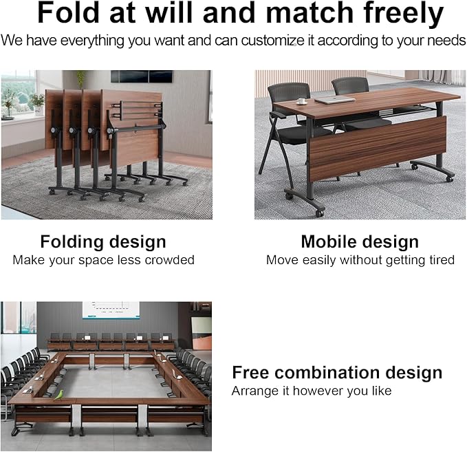 czxhaery Conference Room Table, Flip Top Conference Table The Folding - Image 3