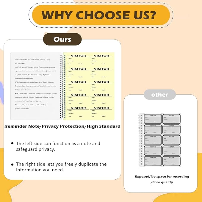 1 Pack Visitor Badges with Carbon Copy Visitor Stickers Letter Size Visitor Log - Image 3