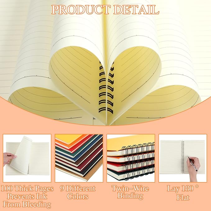 Yahenda Spiral Notebook College Ruled Journals Notebooks Lined 8.3 x 5.5 Inch - Image 3