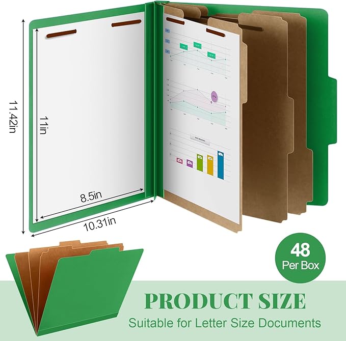 Skyygemm 48 Pcs Classification Folders Letter Size, 3 Divider Pressboard File - Image 2