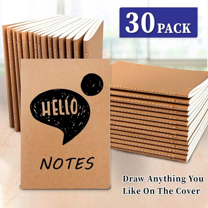 feela 30 Pack Kraft Notebooks, A5 60 Lined Pages Notebooks and Journals - Image 3