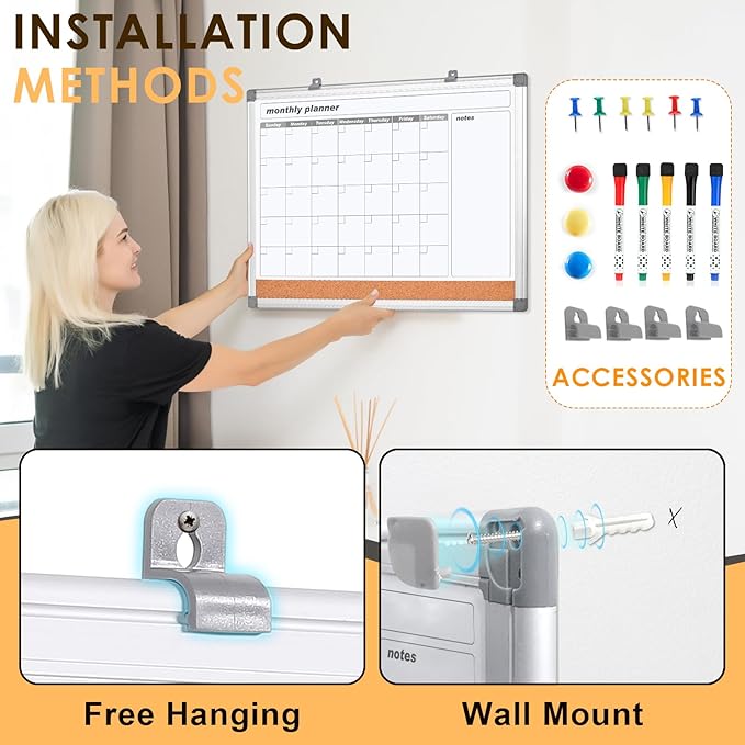 MAKELLO Dry Erase Calendar for Wall 24" x 18", Kitchen and Bedroom - Image 6