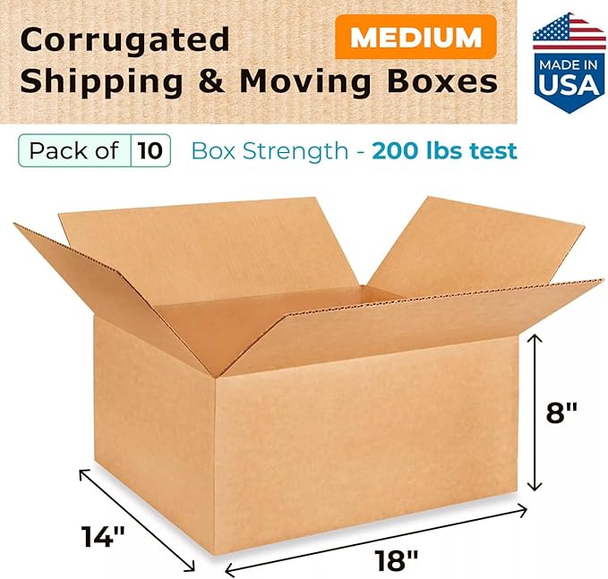 Medium Shipping & Moving Boxes 18x14x8 inches - Image 2