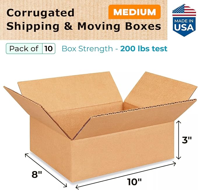 Medium Moving & Shipping Boxes 10x8x3 inches - Image 2