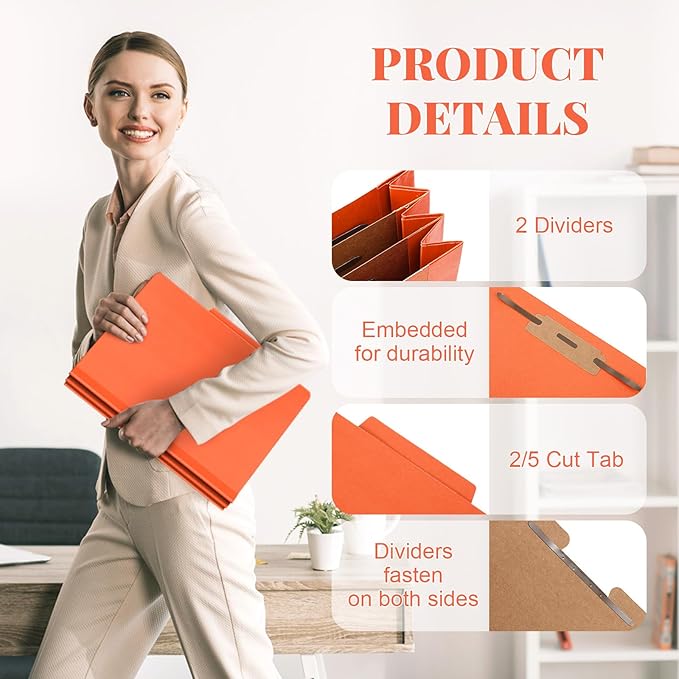 Skyygemm 60 Pcs Classification Folders Letter Size, 2 Divider Pressboard File - Image 3