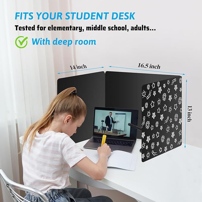 Black 12-Pack Desk Dividers for Students, Waterproof Plastic Study Carrel - Image 2