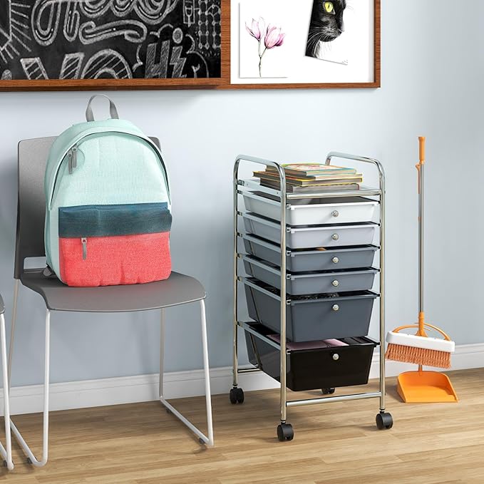 Giantex 6 Storage Drawer Cart Rolling Organizer Cart - Image 2