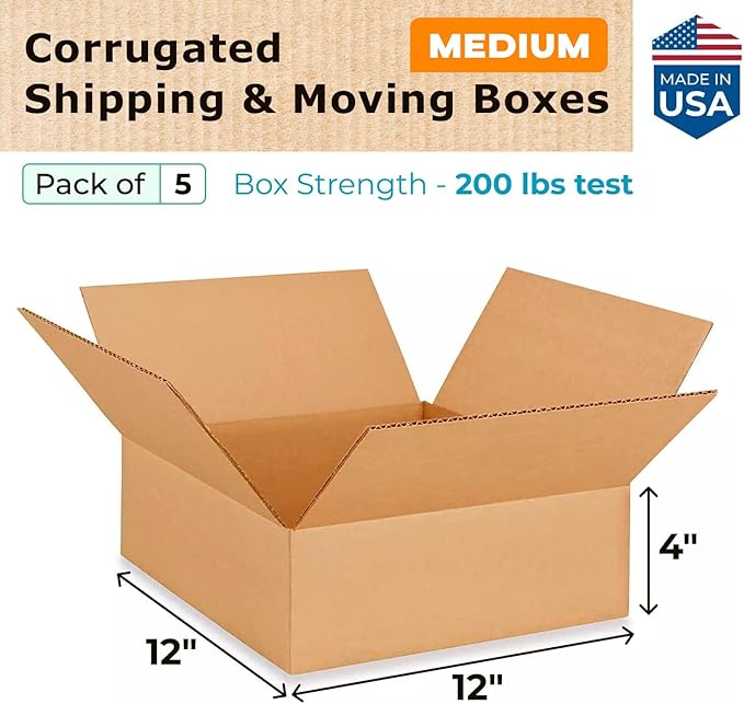 Medium Moving & Shipping Boxes 12 x 12 x 4 inches - Image 2