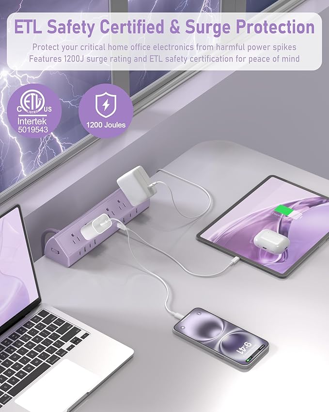Jgstkcity Desk Clamp Power Strip, 45W Fast Charging Station, 4 USB-C, 4 USB-A - Image 4