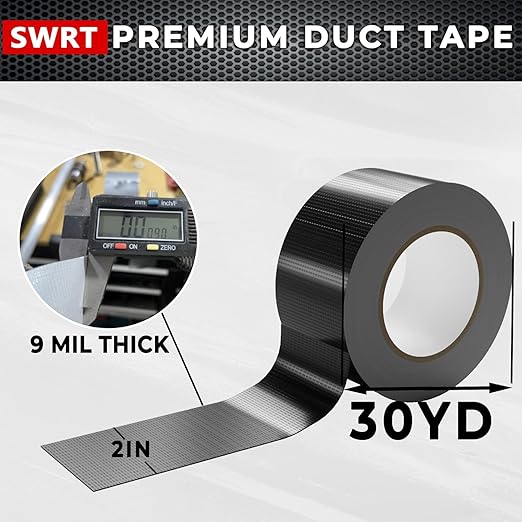 SWRT 9 Mil 24-Pack Black Heavy Duty Duct Tape Strong Adhesive, 2 in x 30 YD - Image 2