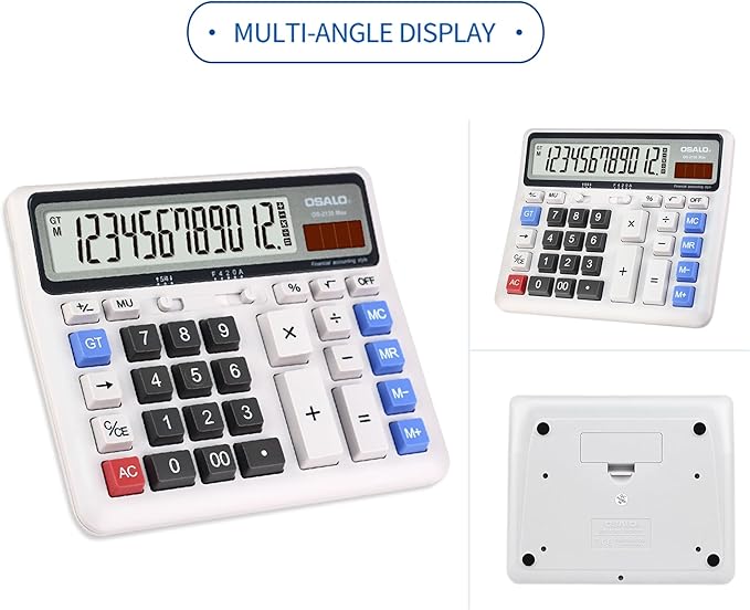 Desktop Calculator Extra Large LCD Display 12-Digit Big Number Accounting - Image 8