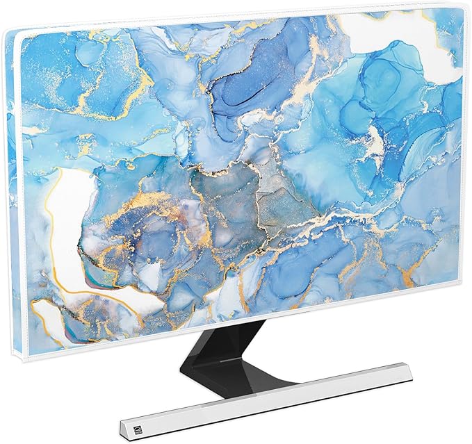 Baocicco Baby Blue Gold Marble Waterproof Screen TV Cover 80 Inch Modern by Baocicco