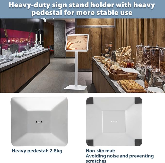 Sign Holder Stand, Heavy-Duty 8.5x11 Inch Aluminum Floor Stand - Image 4