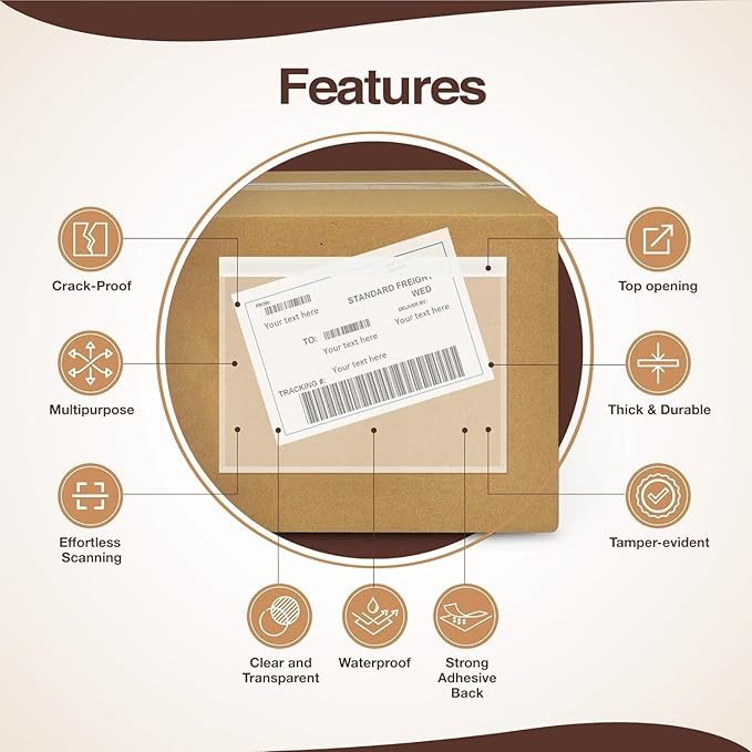 9.5x12 Shipping Label Sleeves 300 Pack Strong Adhesive Back - Image 4