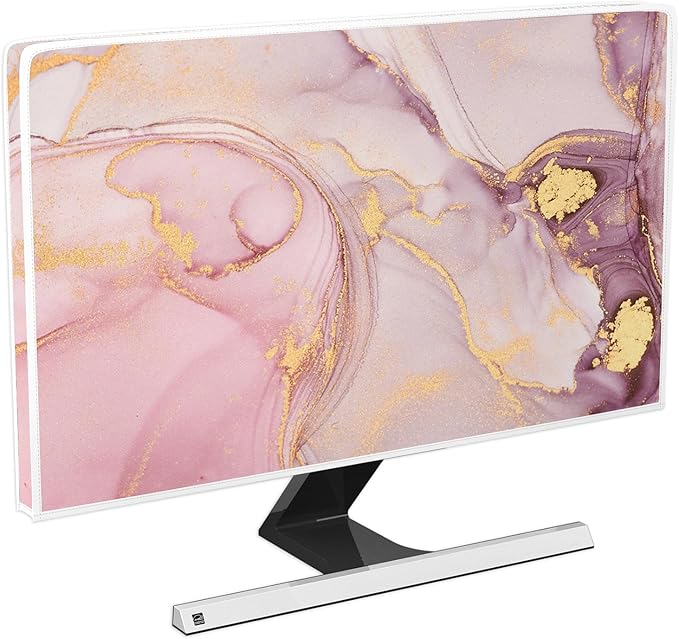 Baocicco Pink Gold Marble Computer Monitor Dust Cover 26, 28 Inch Decorative by Baocicco