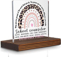 School Counselor Appreciation Gift Leopard Rainbow Desk Sign, Inspirational by Pariveca