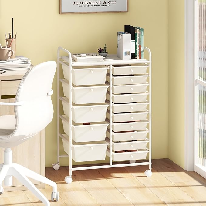 DORTALA 15-Drawer Rolling Storage Cart - Image 2