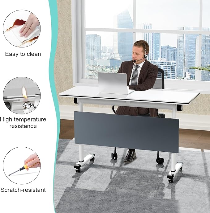 JEHUJD Conference Table, 55.1''Folding Conference Room Table - Image 5
