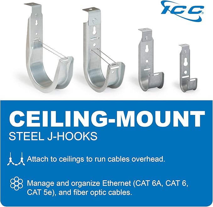 ICC Ceiling Mount J Hook 1 5/16” Without Retainer Clip – Galvanized Steel Cable - Image 7