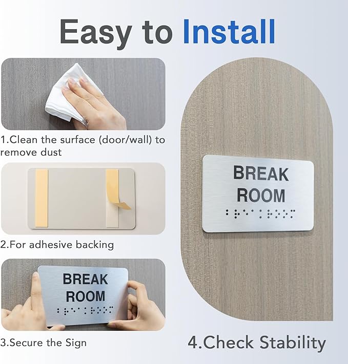 Conference Room Signs with Raised Text & Grade 2 Braille, Brushed - Image 5