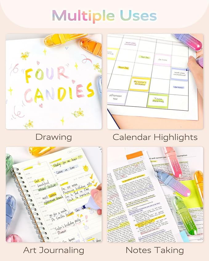 Four Candies 12 Pcs Highlighters Assorted Colors, Cute Pastel Highlighter Set - Image 4