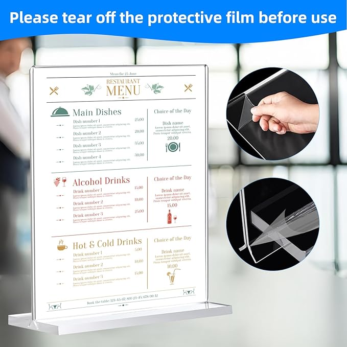 6 Pack Acrylic Sign Holder 8.5 x 11, Double-Sided Clear Sign Holder Plastic - Image 3