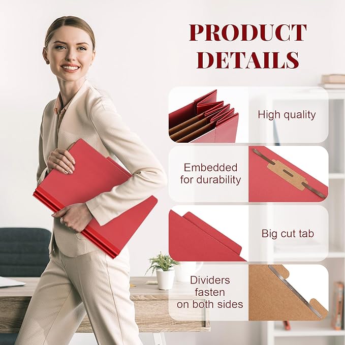 Skyygemm 36 Pcs Classification Folders Letter Size, 3 Divider Pressboard File - Image 3