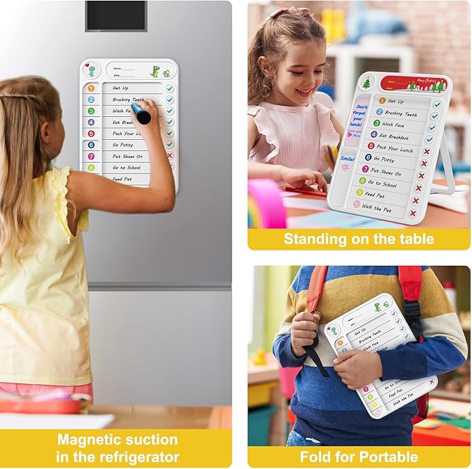 Magnetic Chore Chart for Kids, ADHD Task Tracker Easy-Check Routine Dry Erase - Image 2