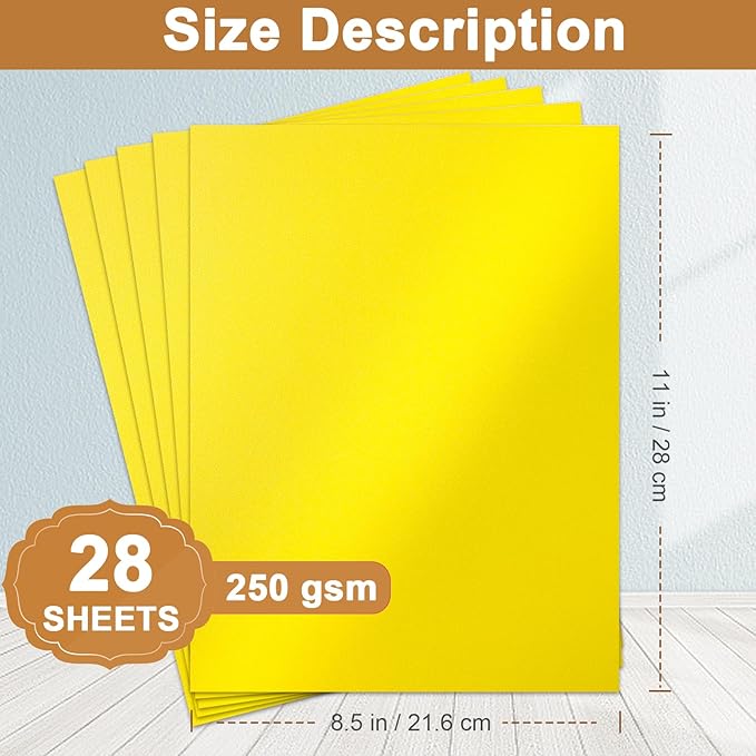 Silunkia 28 Sheets Shimmer Yellow Cardstock 8.5 x 11 Craft Paper, 250gsm/92lb - Image 2
