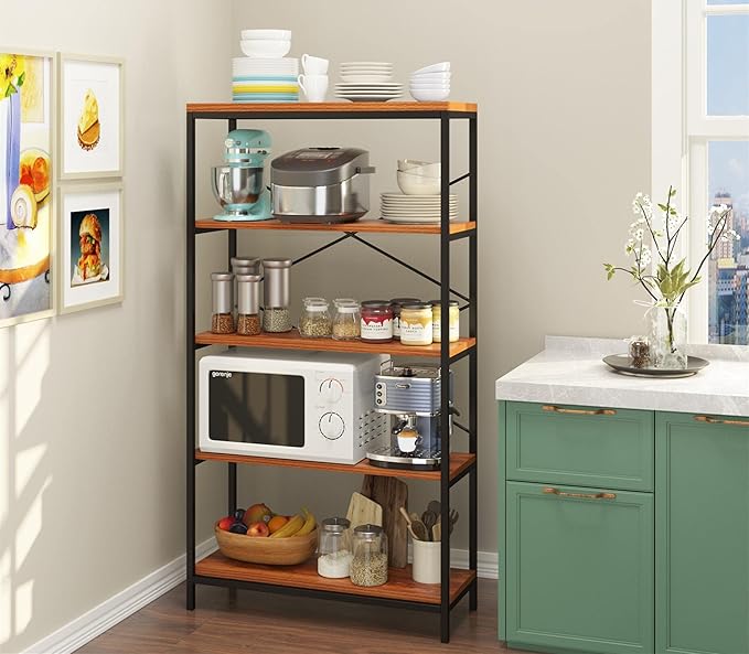 Himimi Industrial Bookshelf 5-Tier Set of 2, Bookcase 58" H Ladder Shelf - Image 8