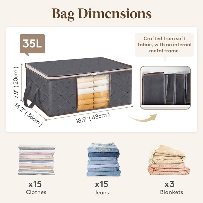 Lifewit 4 Pack Clothes Storage Bag, Foldable Storage Bin Closet Organizer - Image 2