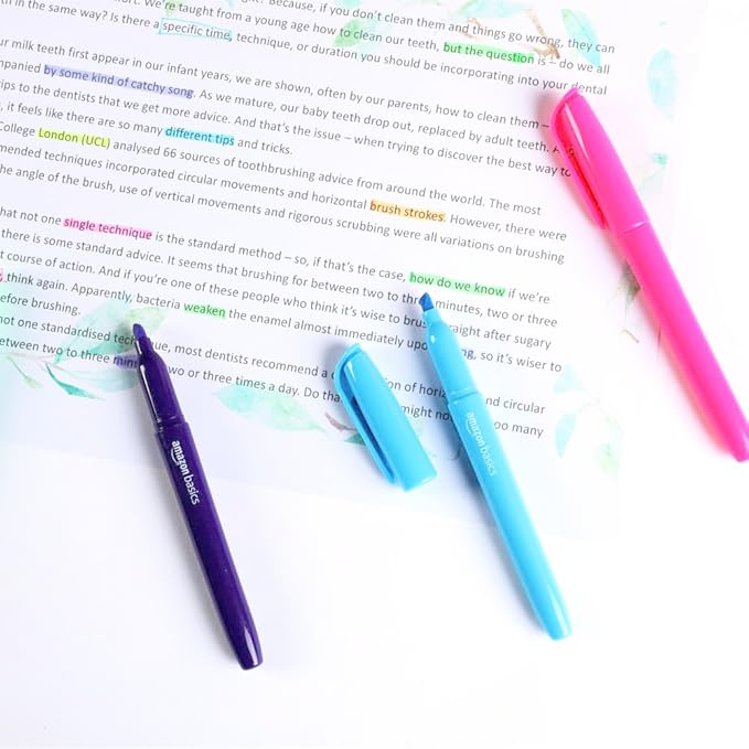 Amazon Basics Highlighters, Fluorescent Ink, Chisel Tip, School Supplies - Image 6