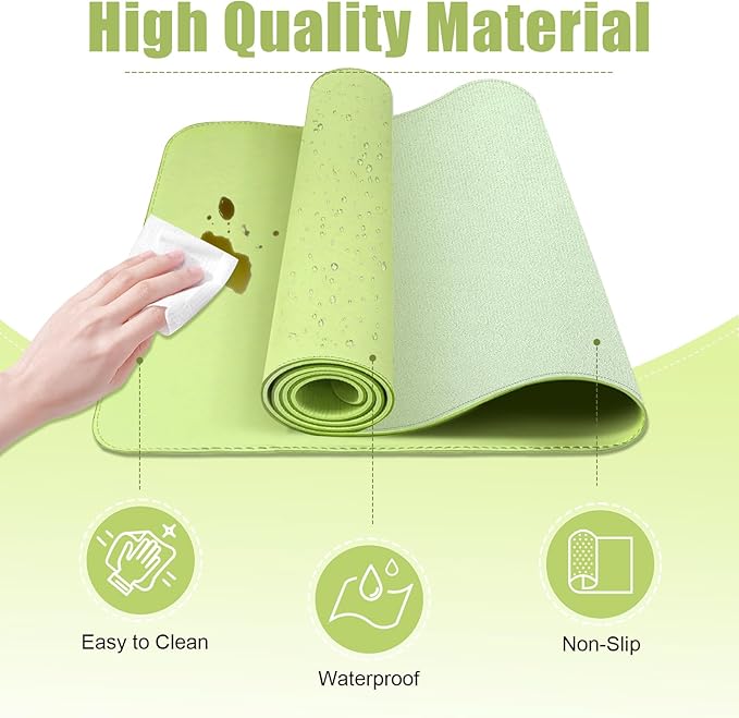 Matcha Green Leather Desk Pad Protector, 47.2'' x 23.6'', Suede Base Non-Slip - Image 3