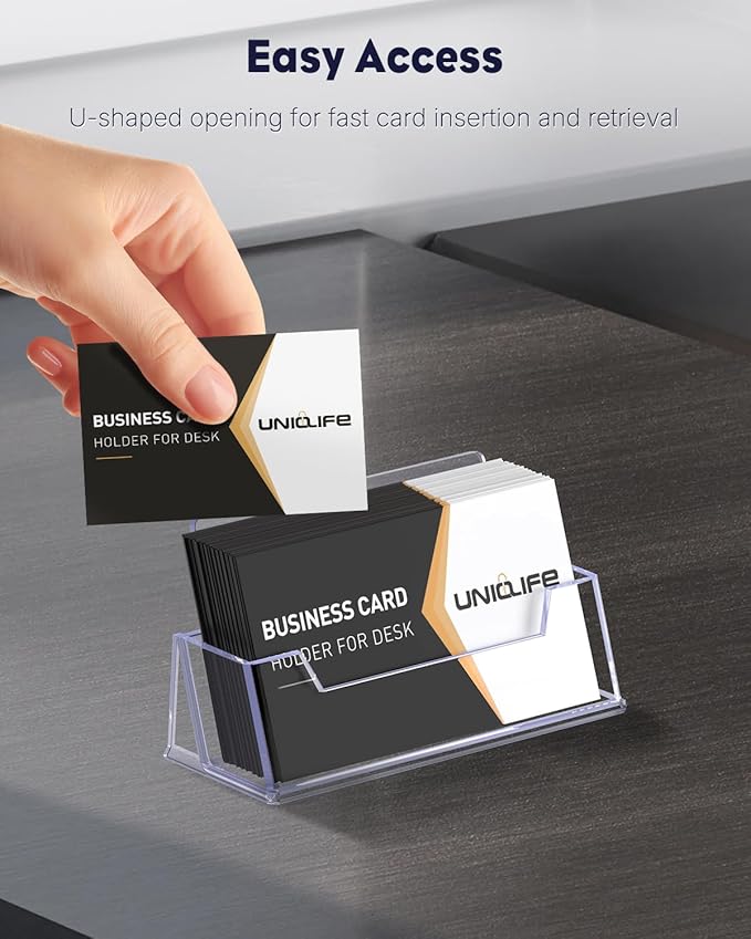 Uniclife 4 Pack Acrylic Business Card Holder - Image 3