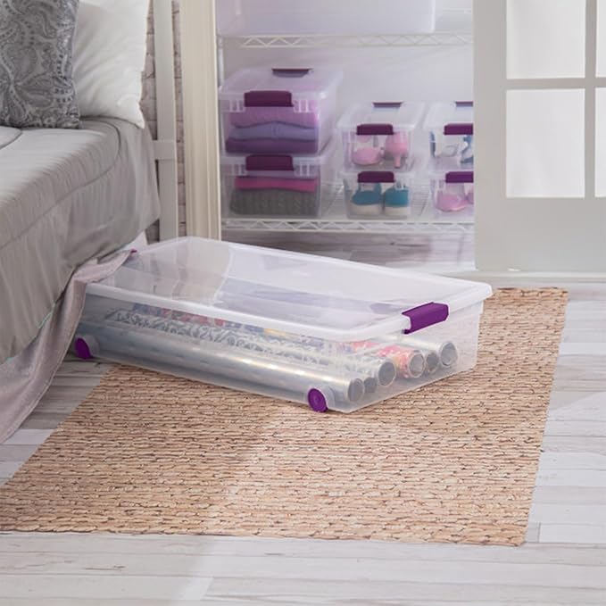 Sterilite 16-Pack 60 Quart ClearView Latch Box, Wheeled Underbed Organizer Bins - Image 6