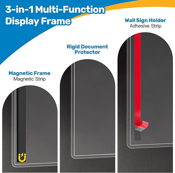 Magnetic Sign Holder 11 x 17, 20 Pack Rigid Magnetic Paper Holder Poster - Image 3