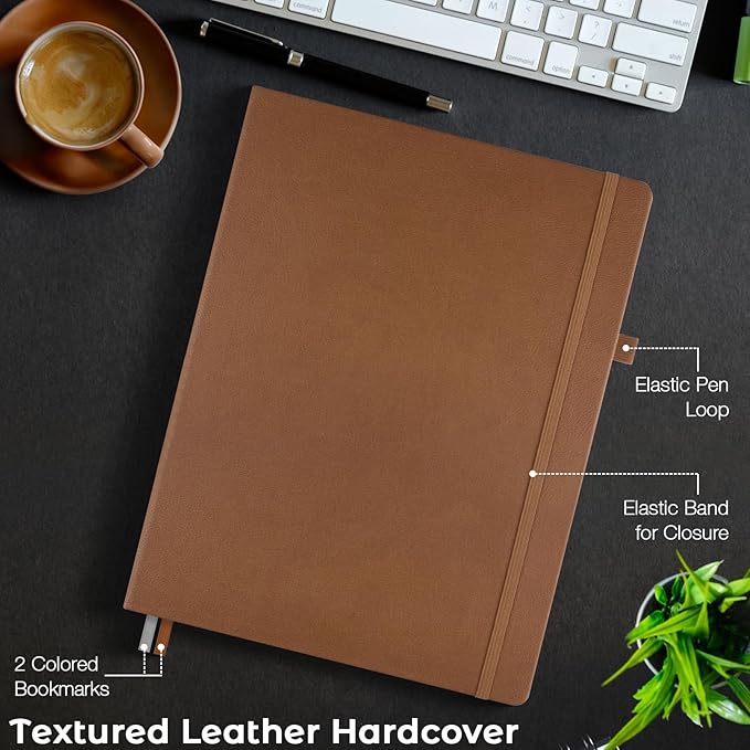 Lined Journal Notebook, 8.5" x 11" Hardcover Leather Notebook - Image 5
