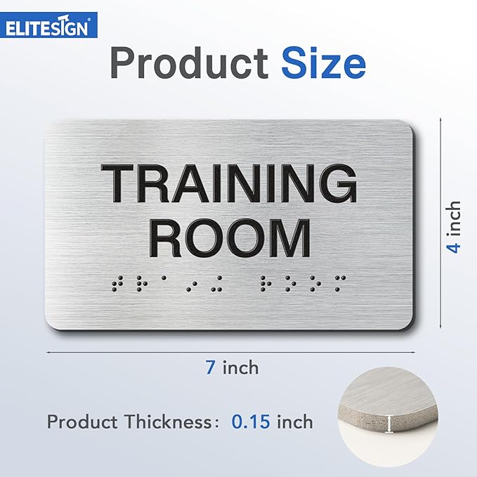 RESTROOM Signs with Raised Text & Grade 2 Braille, Brushed Aluminum/Silver - Image 2