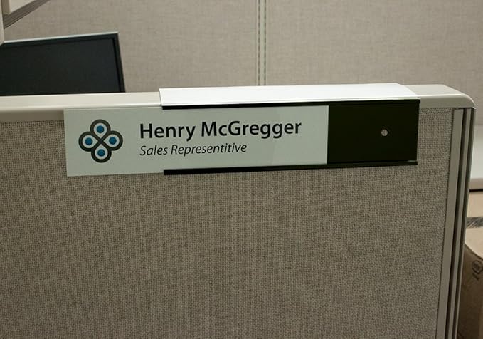 Quality Aluminum, Changeable Cubicle Nameplate Holder, Satin Silver Base - Image 2