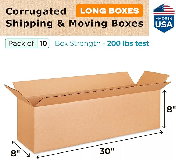 Long Shipping & Moving Boxes 30x8x8 inches - Image 2