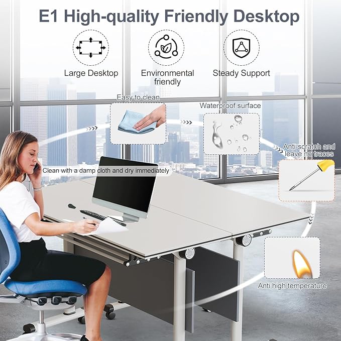 czxhaery Conference Table, Folding Conference Table, Flip Top Mobile Folding - Image 5