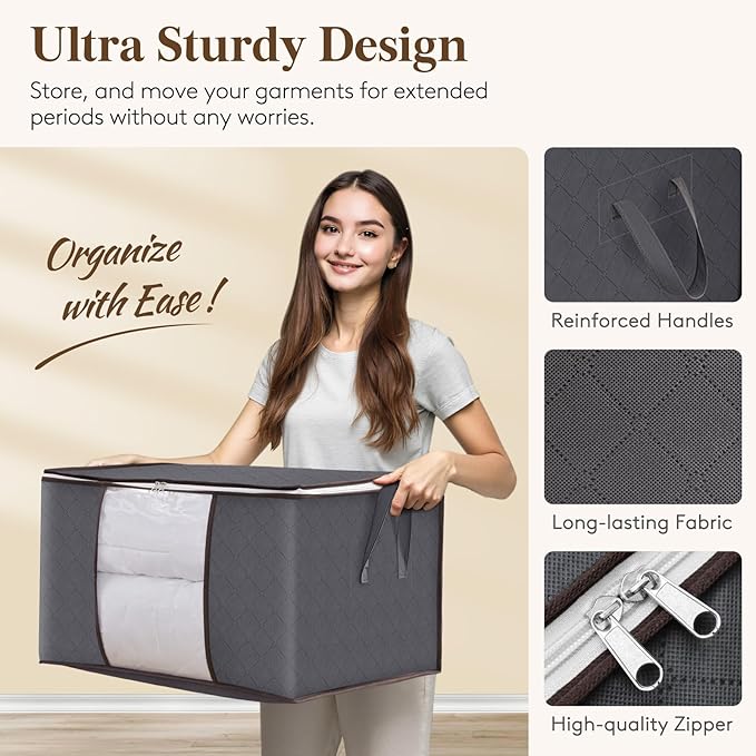 Lifewit 3 Packs Clothes Storage Bag, Storage Bins - Image 4