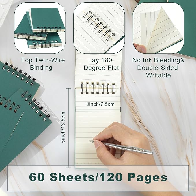 Tenceur 6 Pcs Pocket Notebook Bulk Small 3x5 Inch Spiral Notepads Mini Top - Image 2