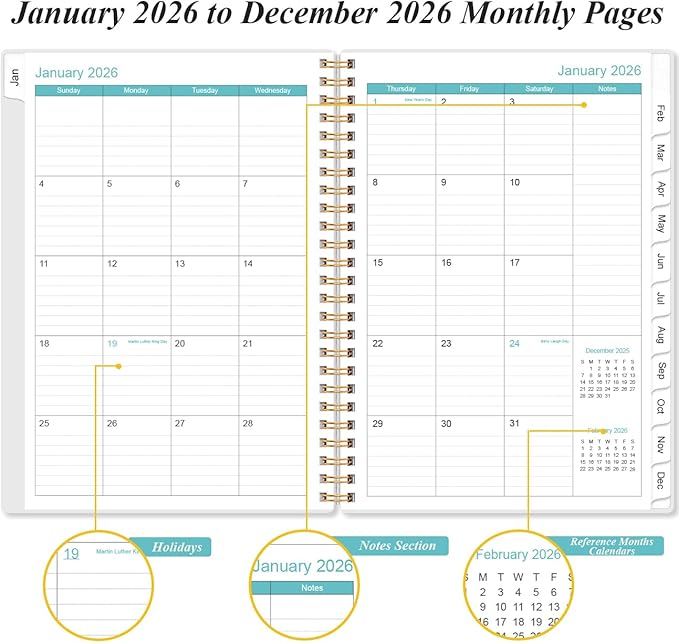 2026 Planner - A5 Weekly & Monthly Planner Spiral Bound, January 2026 - - Image 4