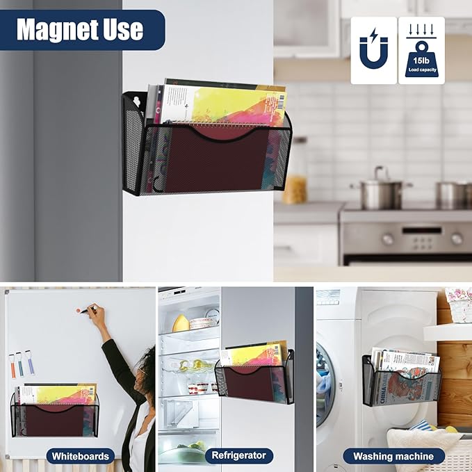 LQPAFZ Magnetic File Holder 2 Pockets File Folder Organizer, Office Hanging - Image 5