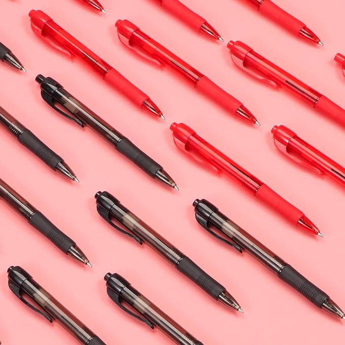 deegtran Pens Bulk, 100 Pack No Bleed Black & Red Ink Click Pens - Image 4