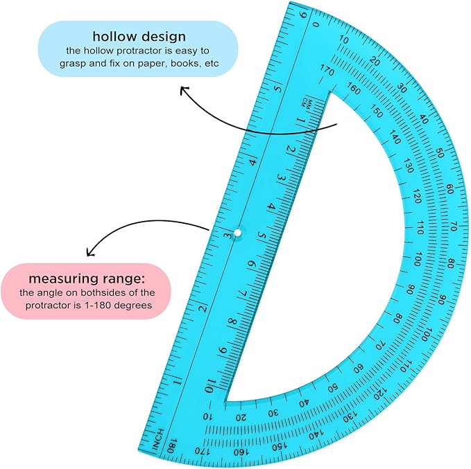 Zonon 100 Pack 6 Inch Plastic Protractor Christian Charity Donation 180 Degrees - Image 3